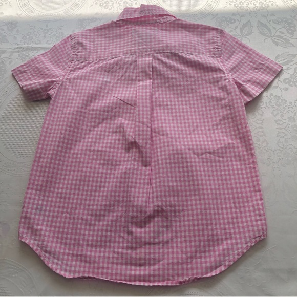 Ralph Lauren Pink/White Checkered Button-Up Shirt Boys Size 5 Short Sleeves Logo - Picture 2 of 16